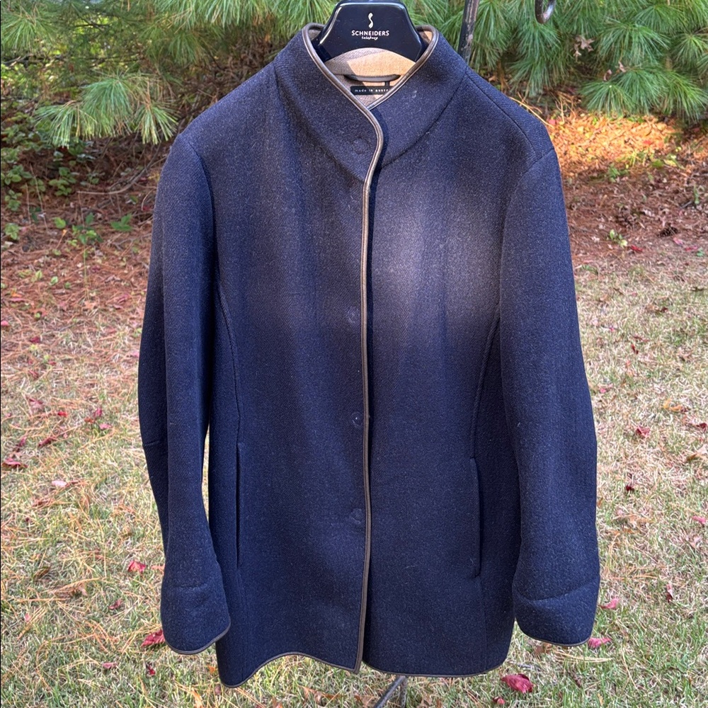 Schneiders of Salzburg Austria Midnight Blue Wool Blend Coat Sz 12